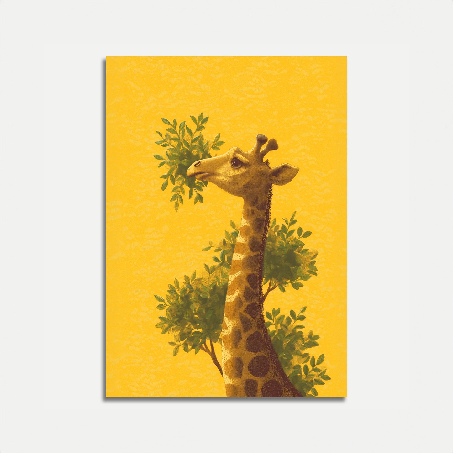 Giraffe Among Green Leaves Poster