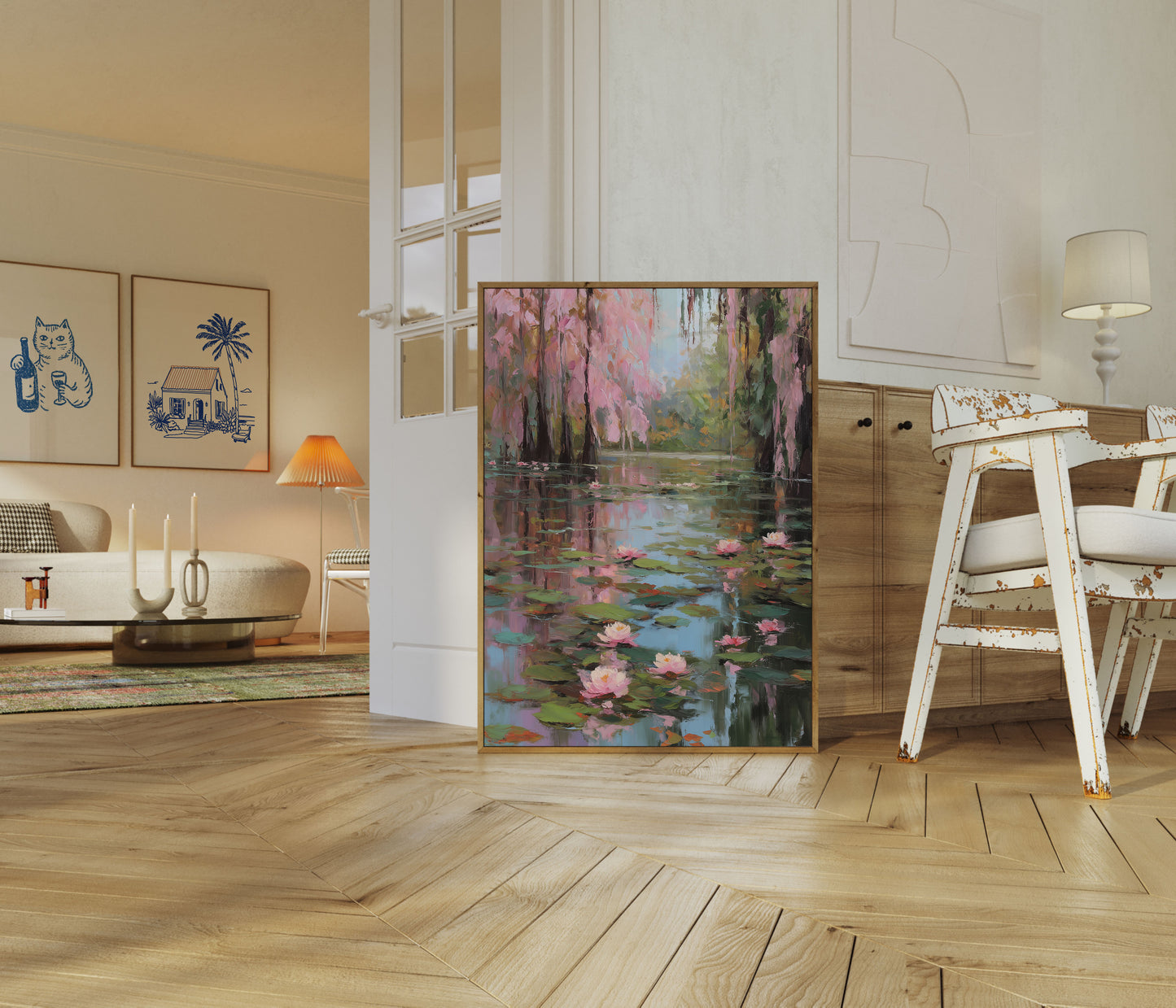 Rosa Näckrosor Trädgård Affisch