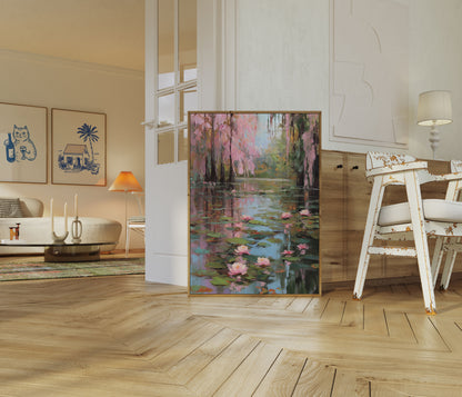 Rosa Näckrosor Trädgård Affisch