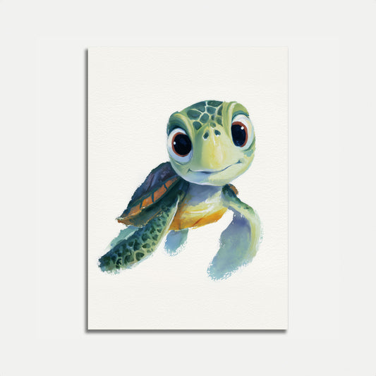 Póster de Tortuga Marina Sonriente Nadando