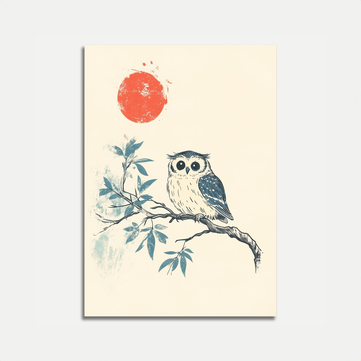 Wise Owl Under Red Sun Poster