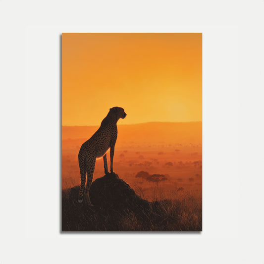 Cartaz do Pôr do Sol do Guepardo na Savana Africana