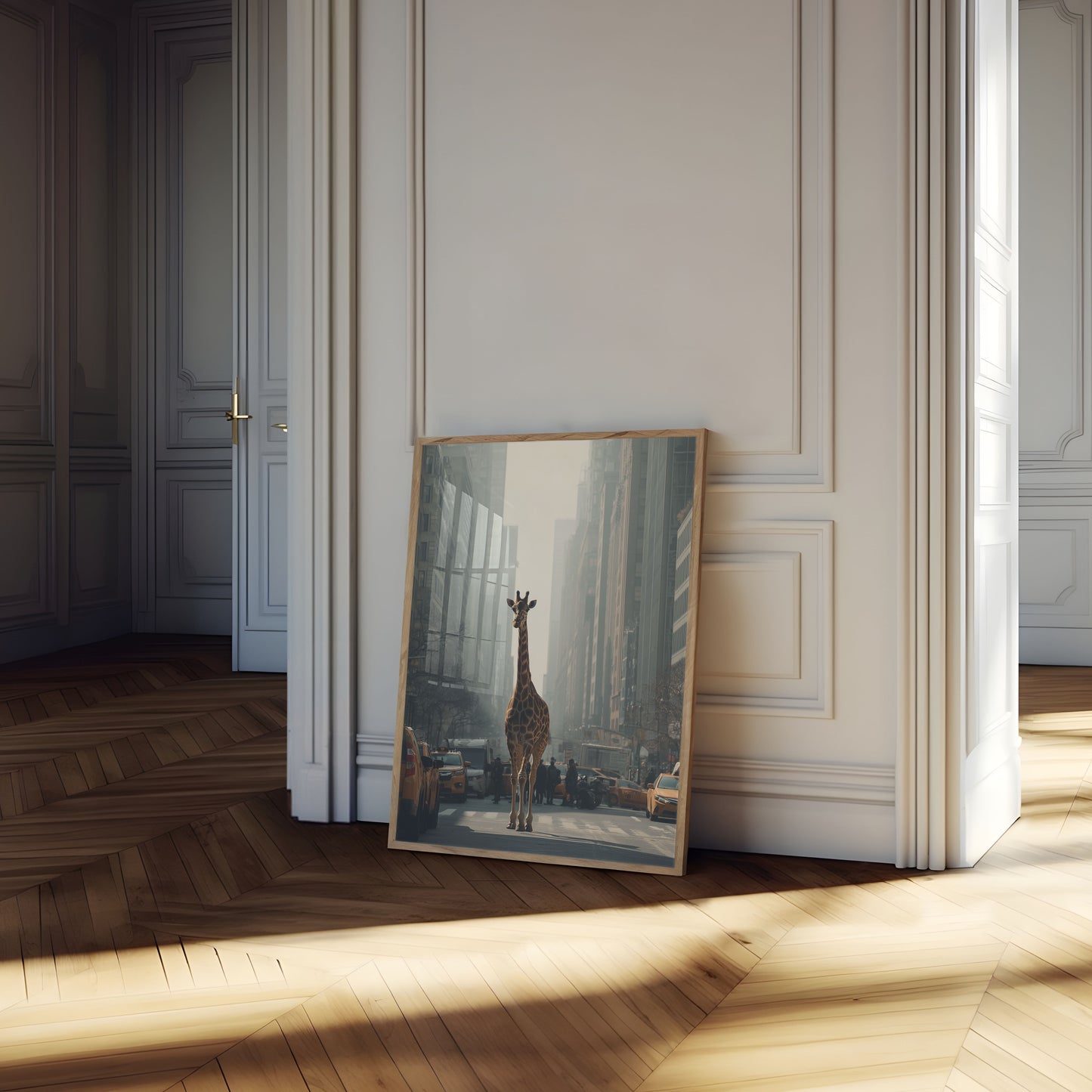 Urban Giraffe City Street Poster