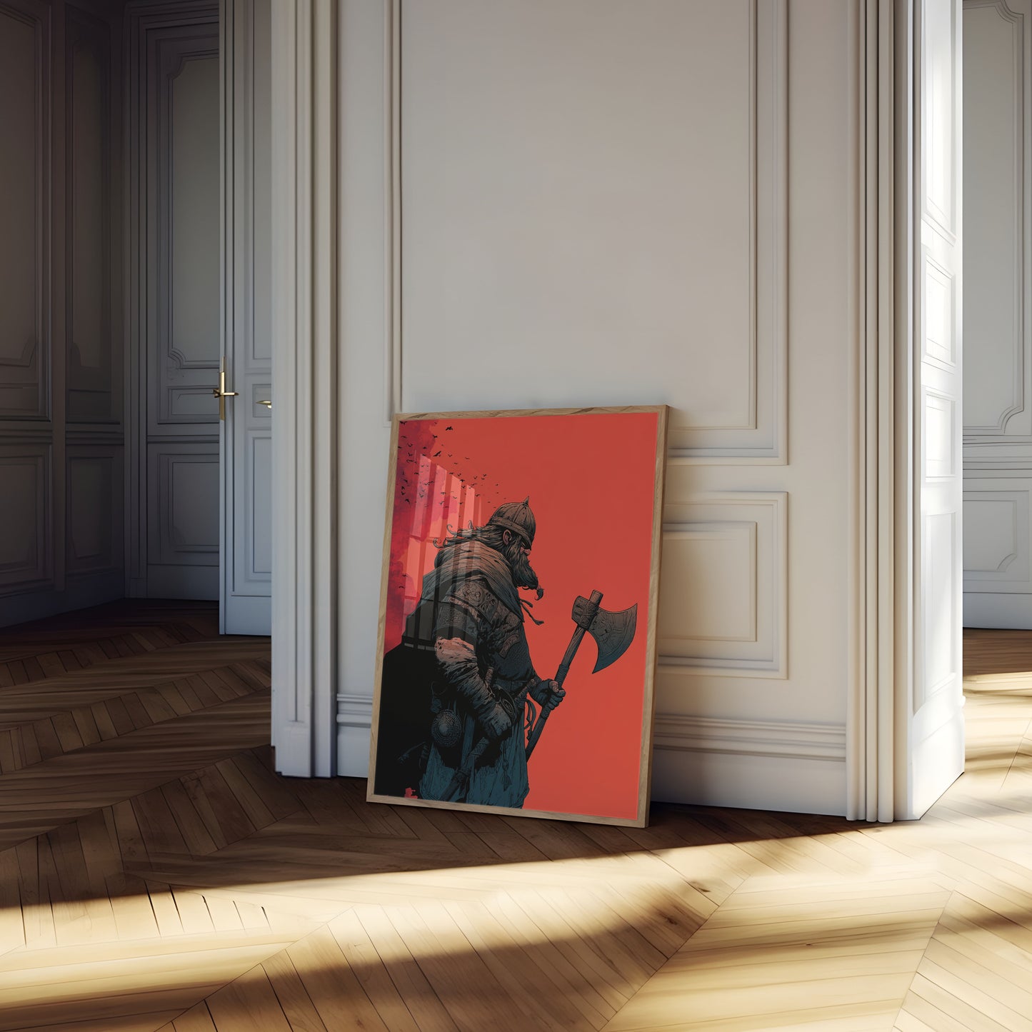 Viking Warrior Red Sky Poster