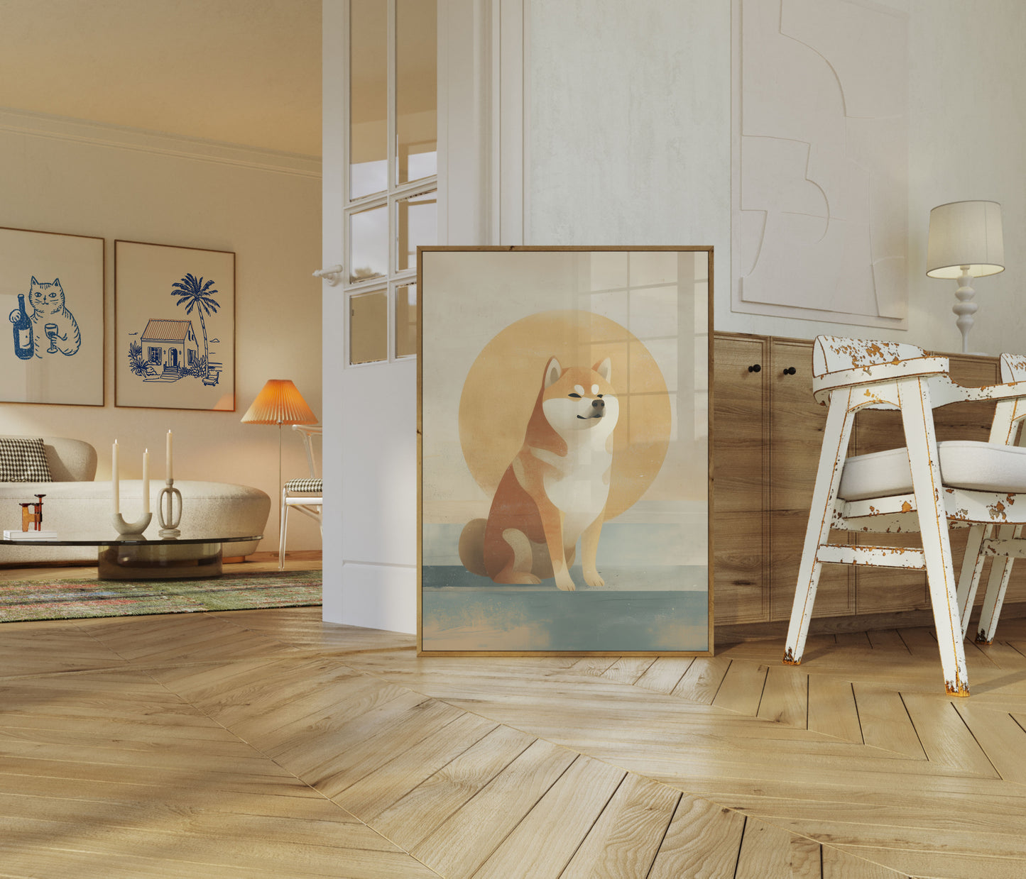 Póster de perro Shiba Inu soleado