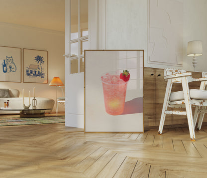 Strawberry Sparkle Refreshment Poster