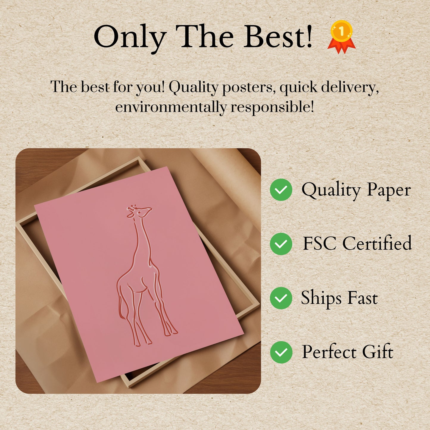 Soft Pink Giraffe Line Art Poster