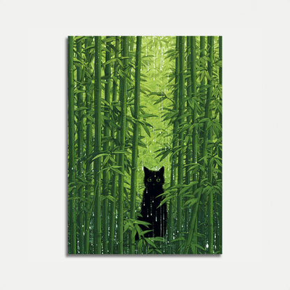 Black Cat in Bamboo Forest Poster