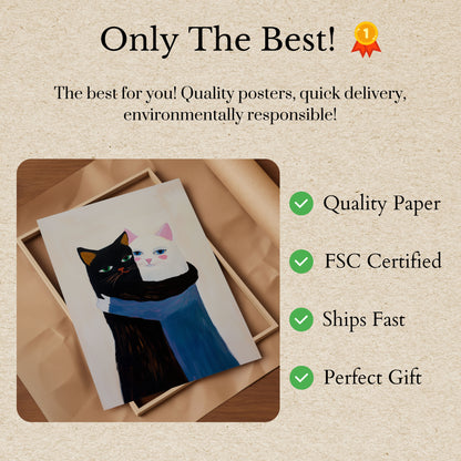 Yin Yang Cats Embrace Poster