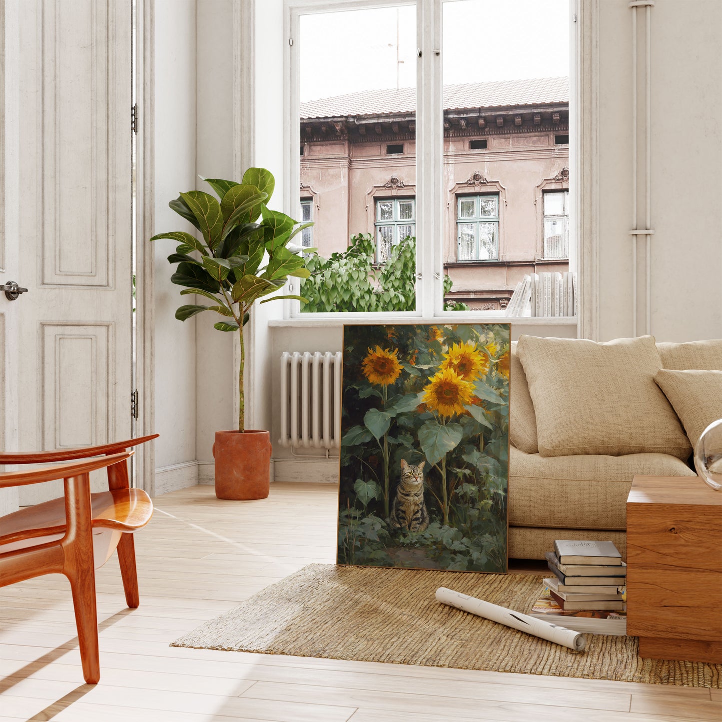 Affiche du Chat dans le Jardin de Tournesols