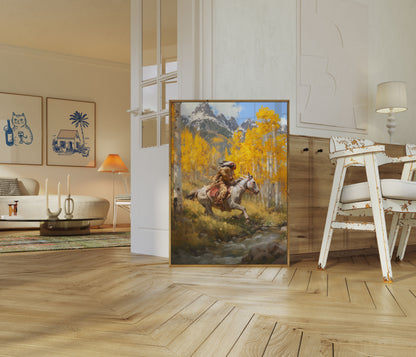 Autumn Ride Native American Poster