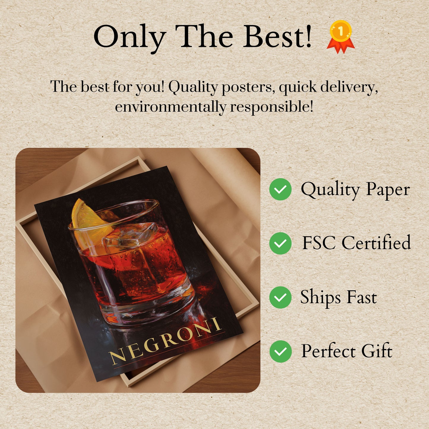 Classic Negroni Cocktail Poster
