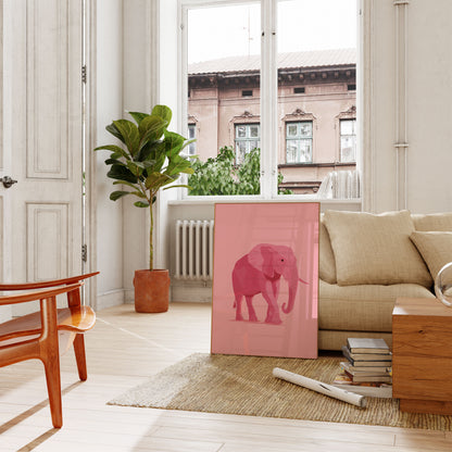 Pink Elephant Minimalist Poster