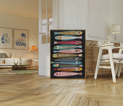 Colorful Retro Fish Art Poster
