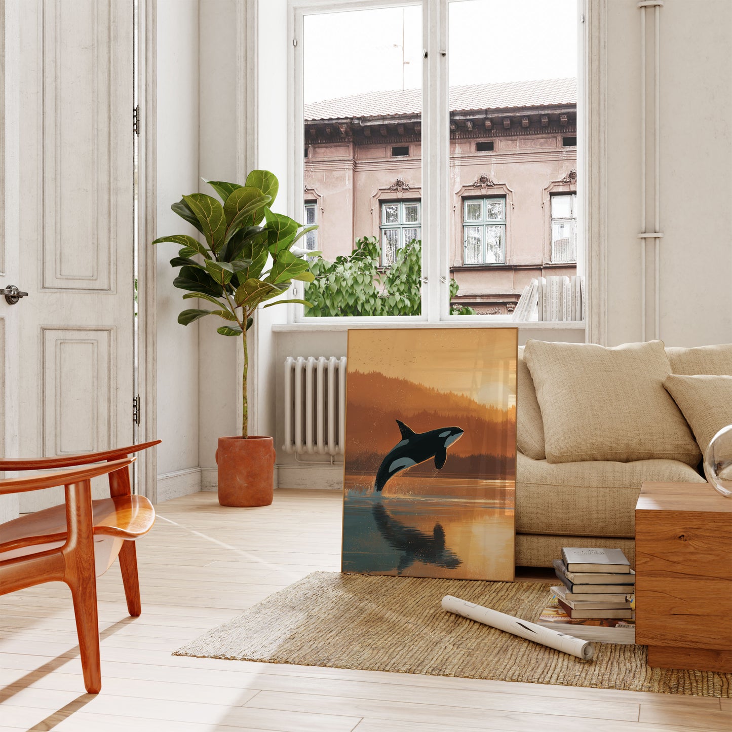 Sunset Orca Leap Poster