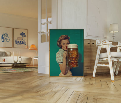 Retro Bavarian Beer Beauty Poster