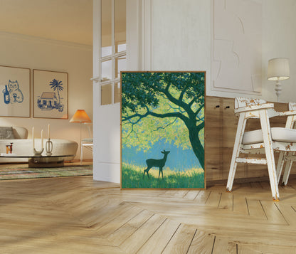 Hjort under gyllent tre plakat