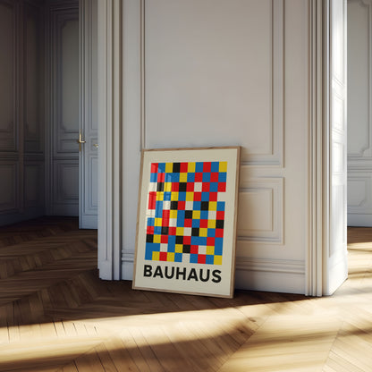 Bauhaus Geometric Color Grid Poster