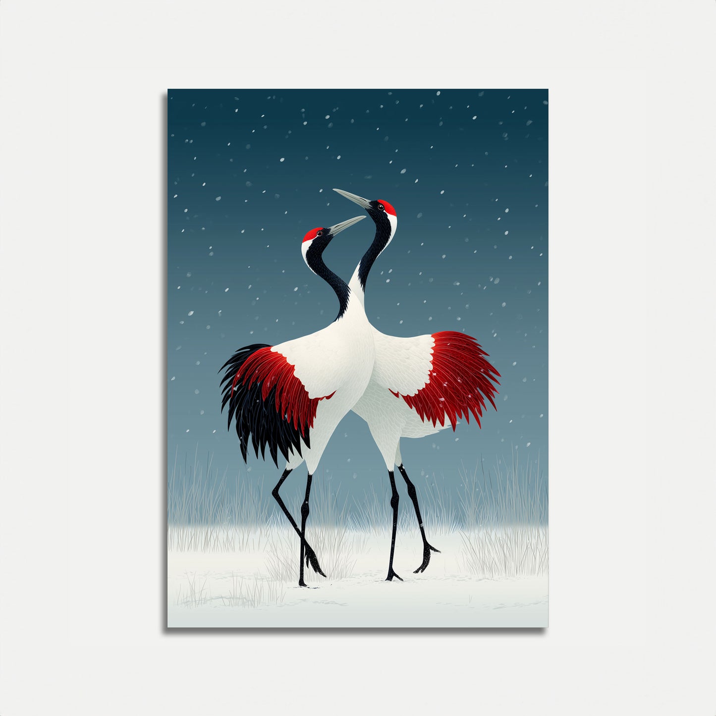 Pôster de Guindaste-de-Coroa-Vermelha na Neve