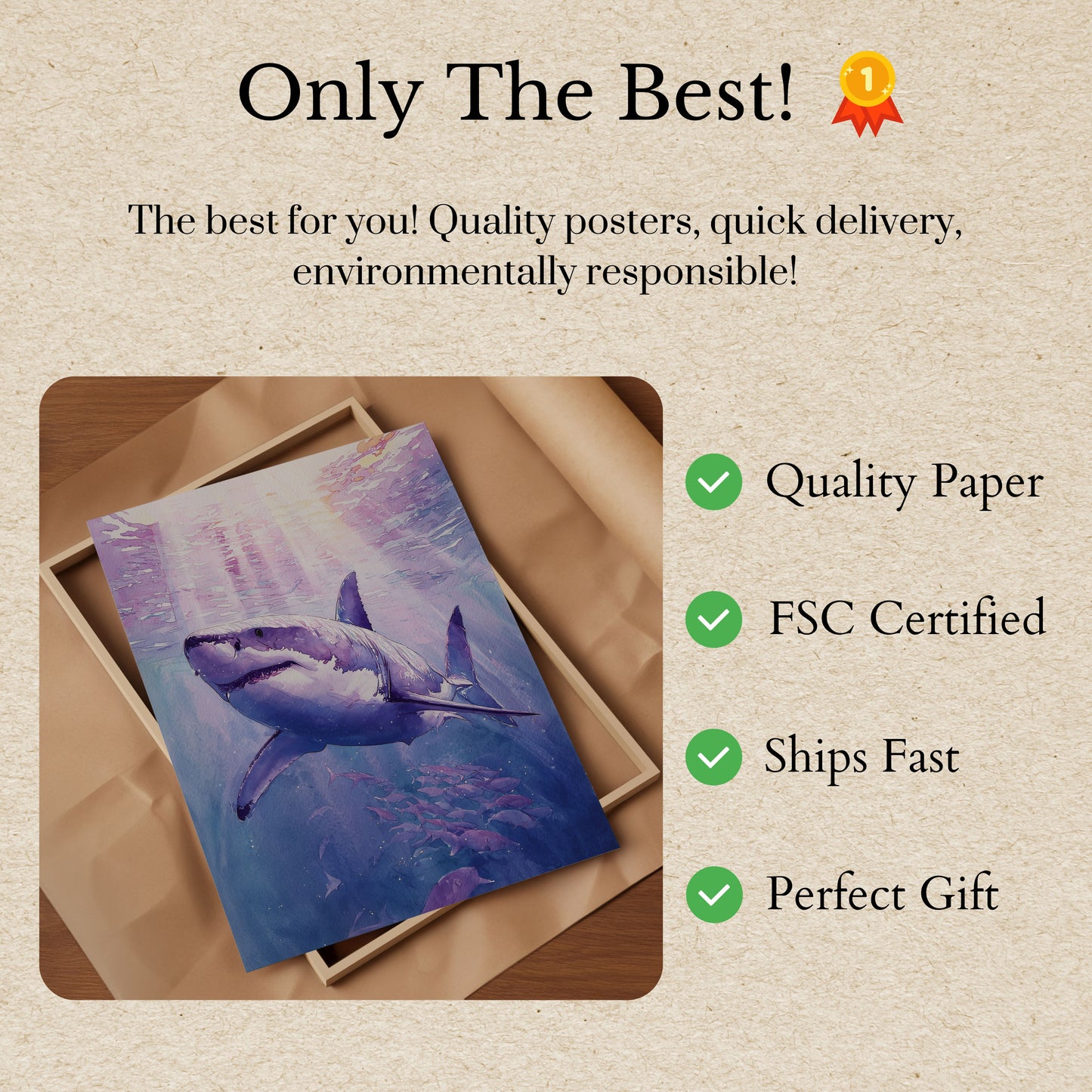 Underwater Shark Majesty Poster