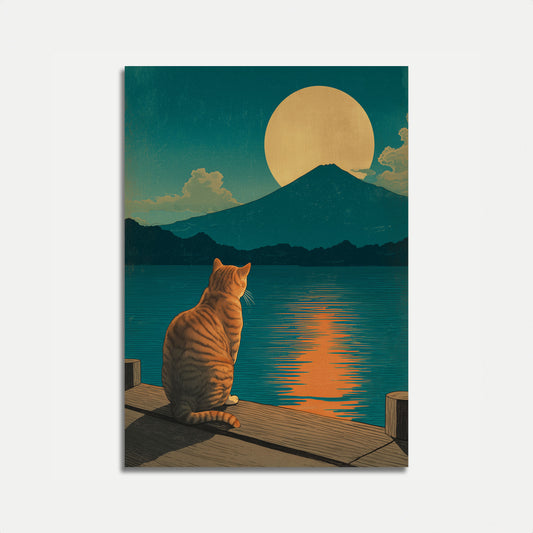 Orange Cat Moonrise Plakat