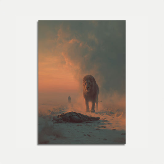 Wounded Lion Desert Poster