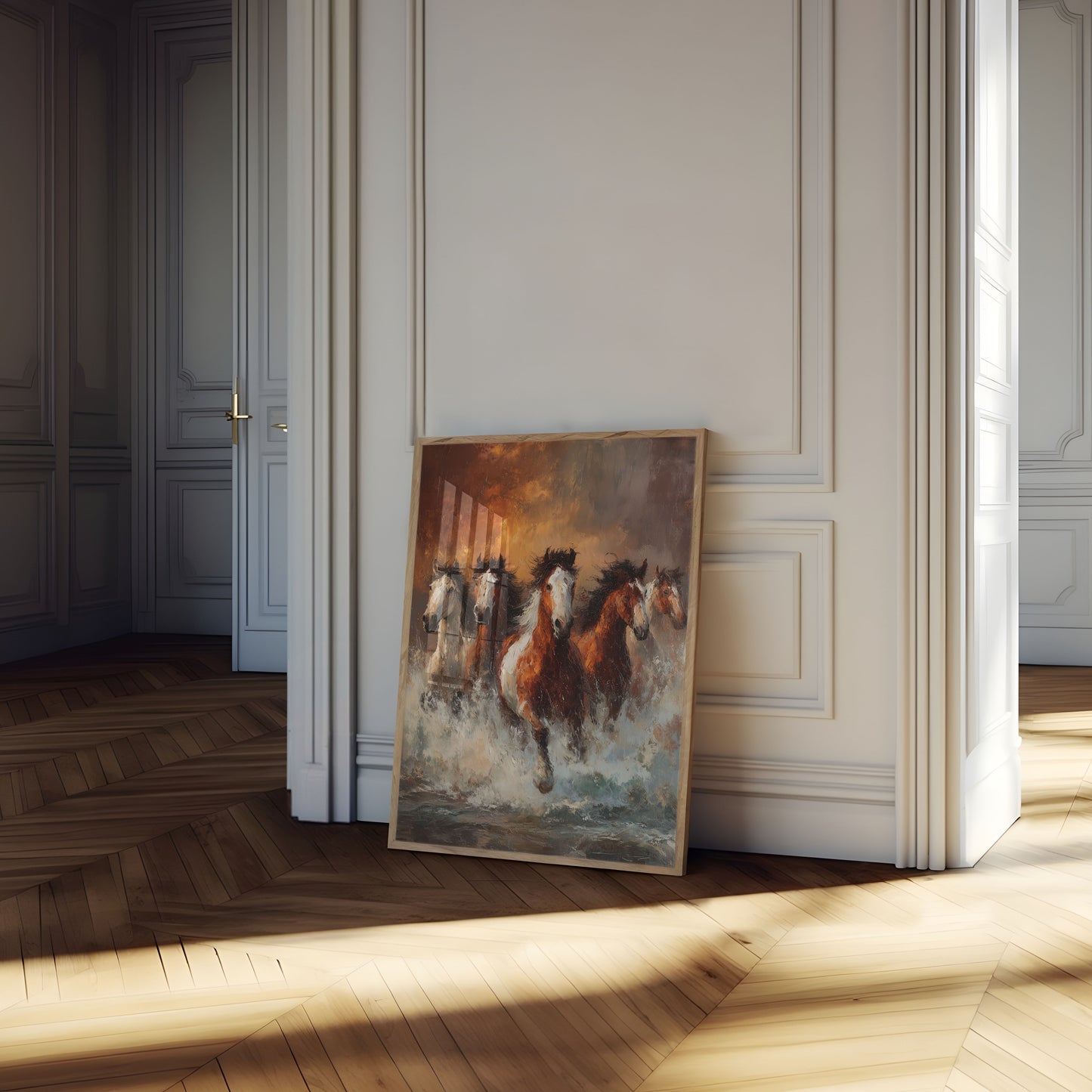 Manifesto di Cavalli Selvaggi che Corrono Attraverso l'Acqua