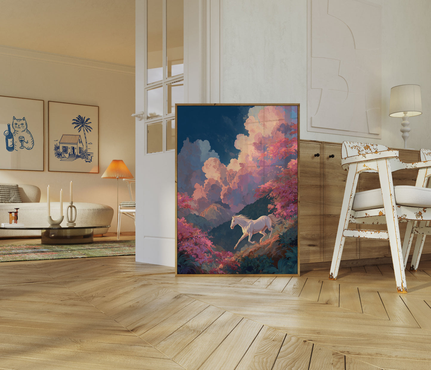 White Horse in Flower Valley Poster