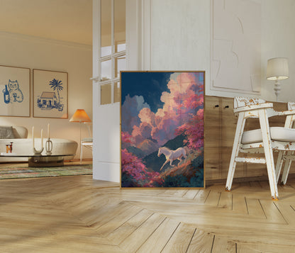 White Horse in Flower Valley Poster