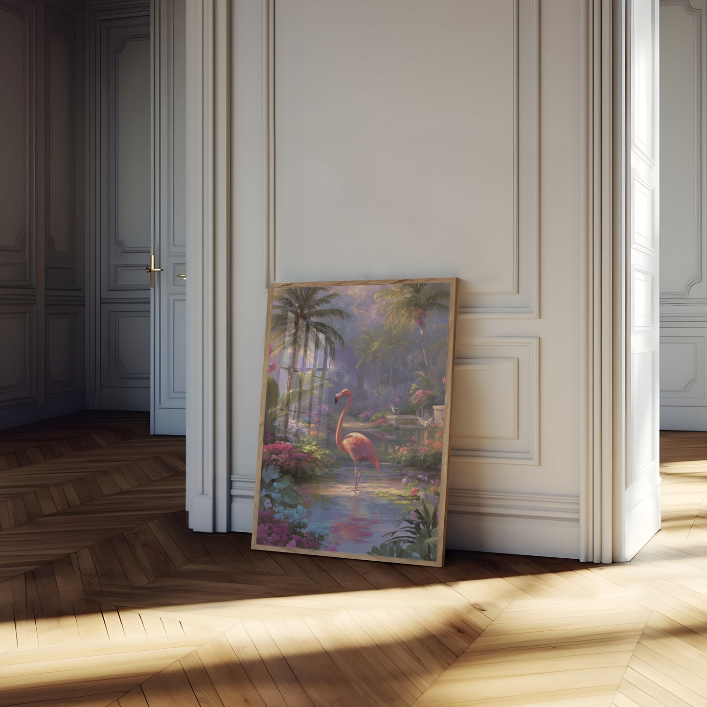 Tropical Flamingo Garden Poster