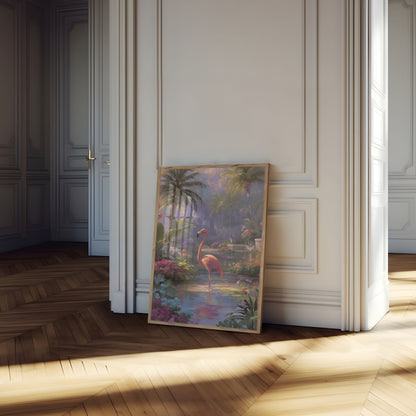 Tropical Flamingo Garden Poster