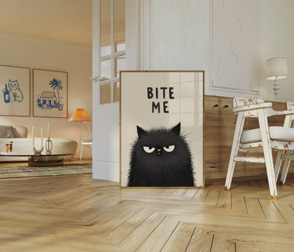 Butter Svart Katt Bita Mig Affisch