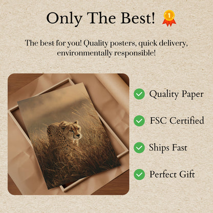 Póster de guepardo de Golden Grasslands