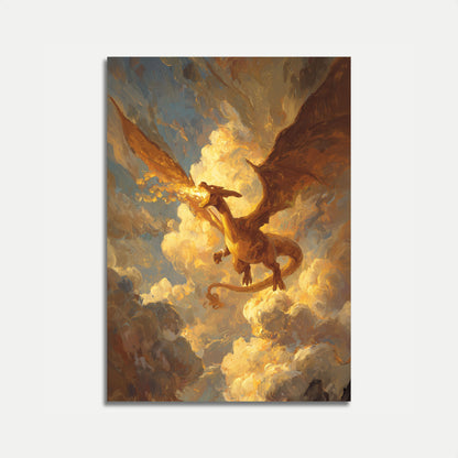 Póster de Dragón llameante en las nubes
