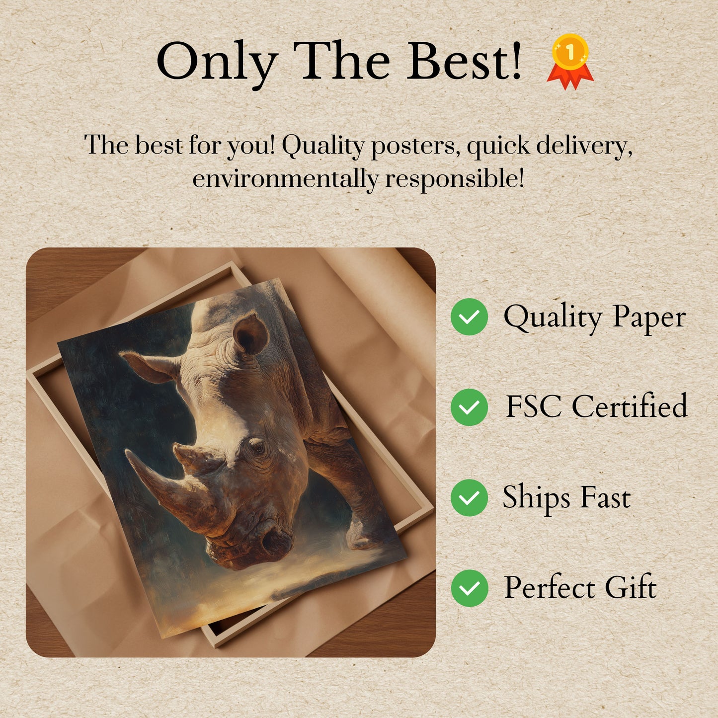 Póster de vida silvestre del majestuoso rinoceronte