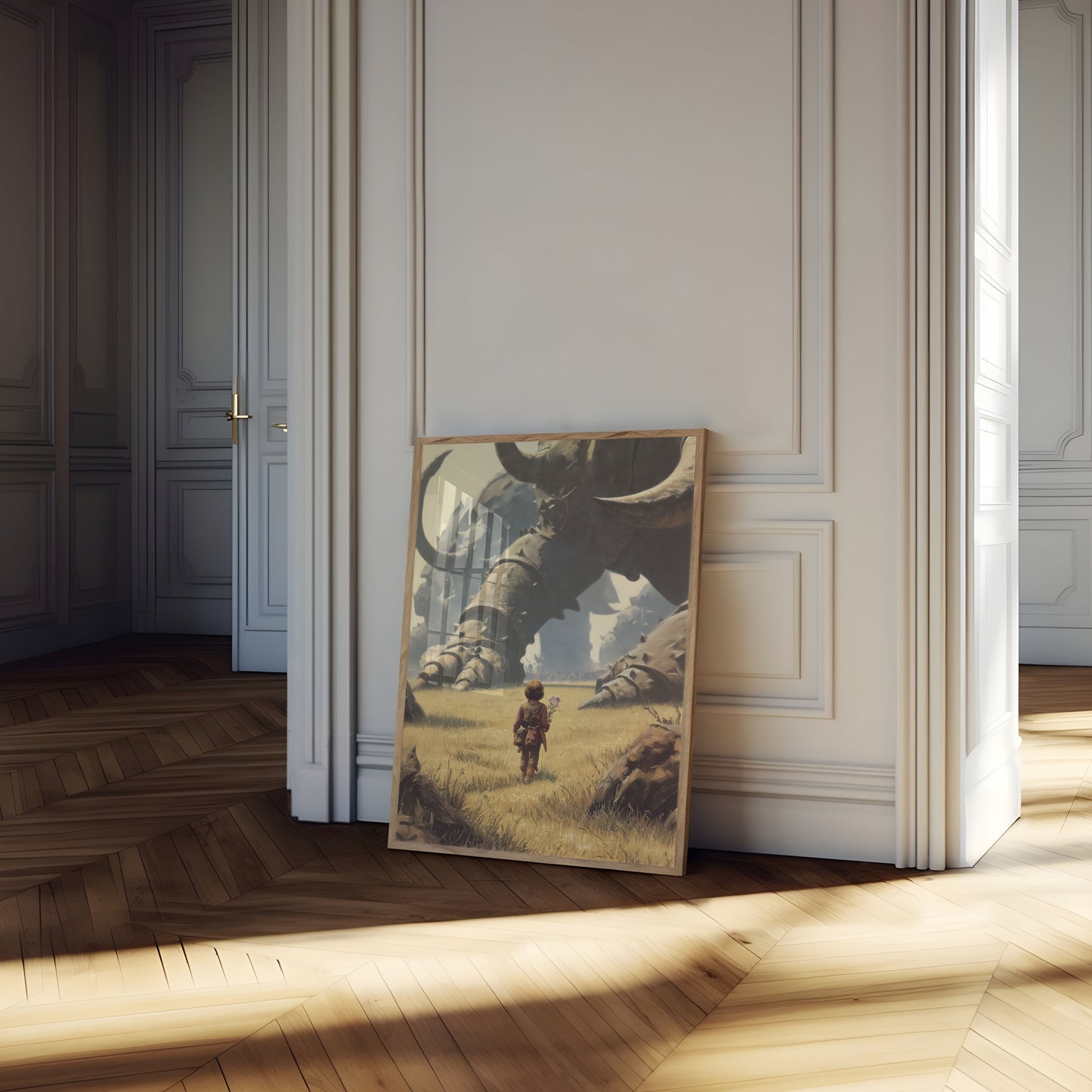 Plakat med barn og kjempeelefant