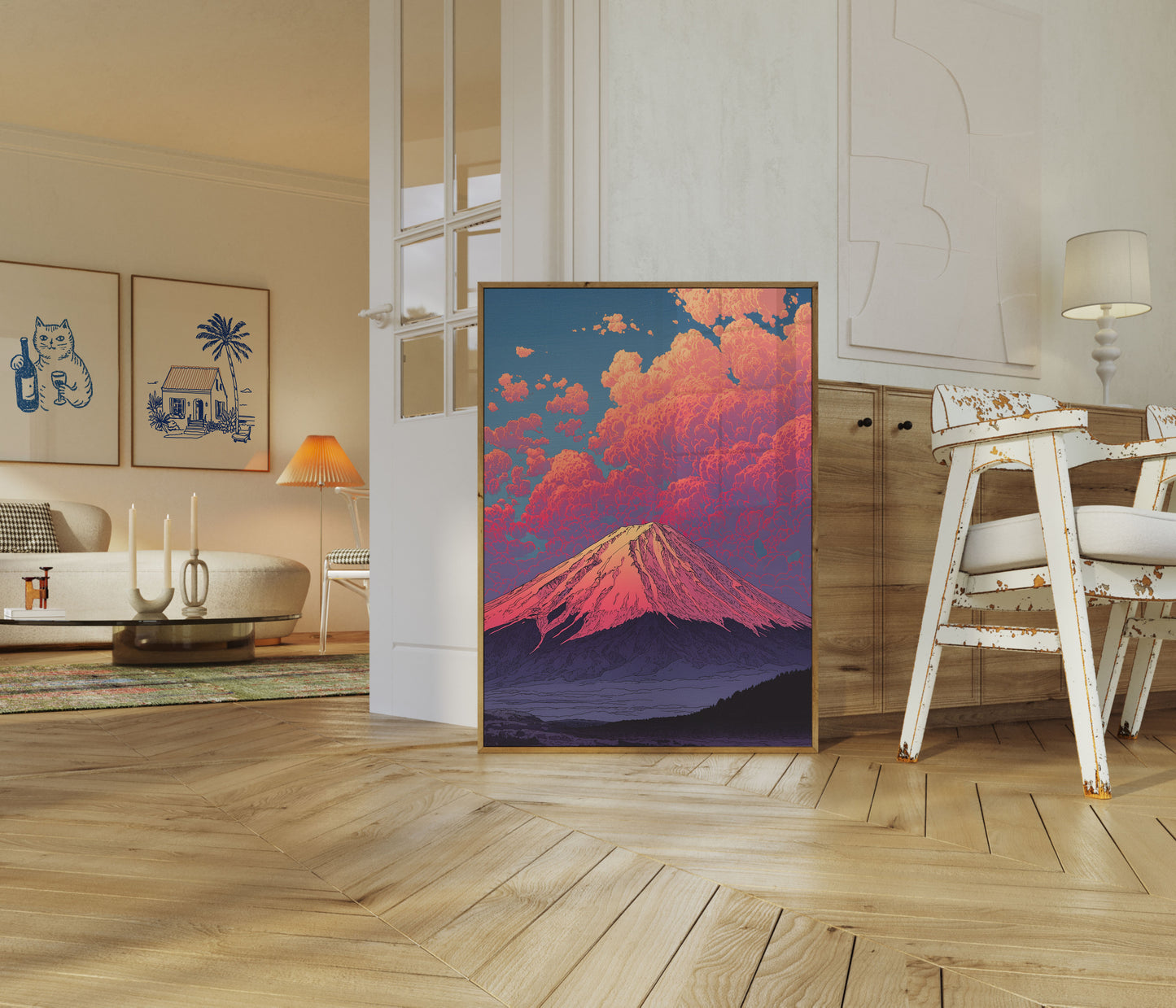 Mount Fuji Sunset Landscape Poster