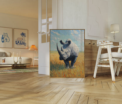 Majestic Rhino Wild Grasslands Poster