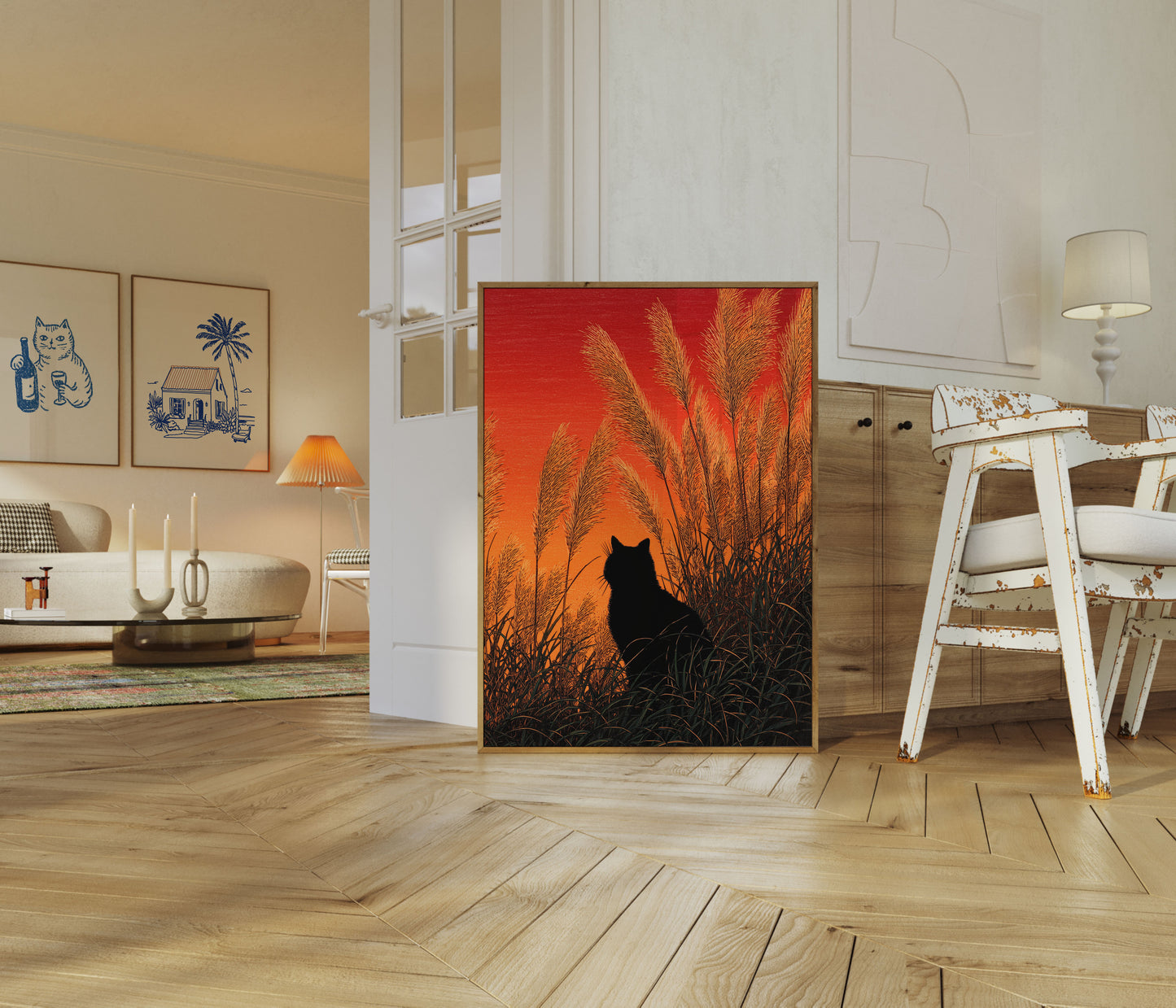 Kat i Golden Grassland Plakat