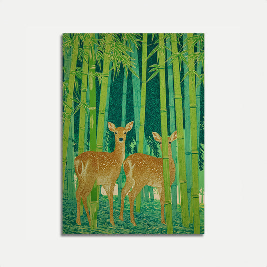 Hirsch im Bambuswald Poster