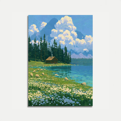 Poster Paesaggio Cabina Lago Montagna