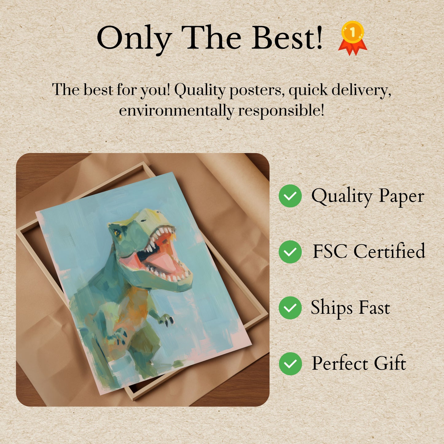 Roaring T-Rex Paleontology Poster