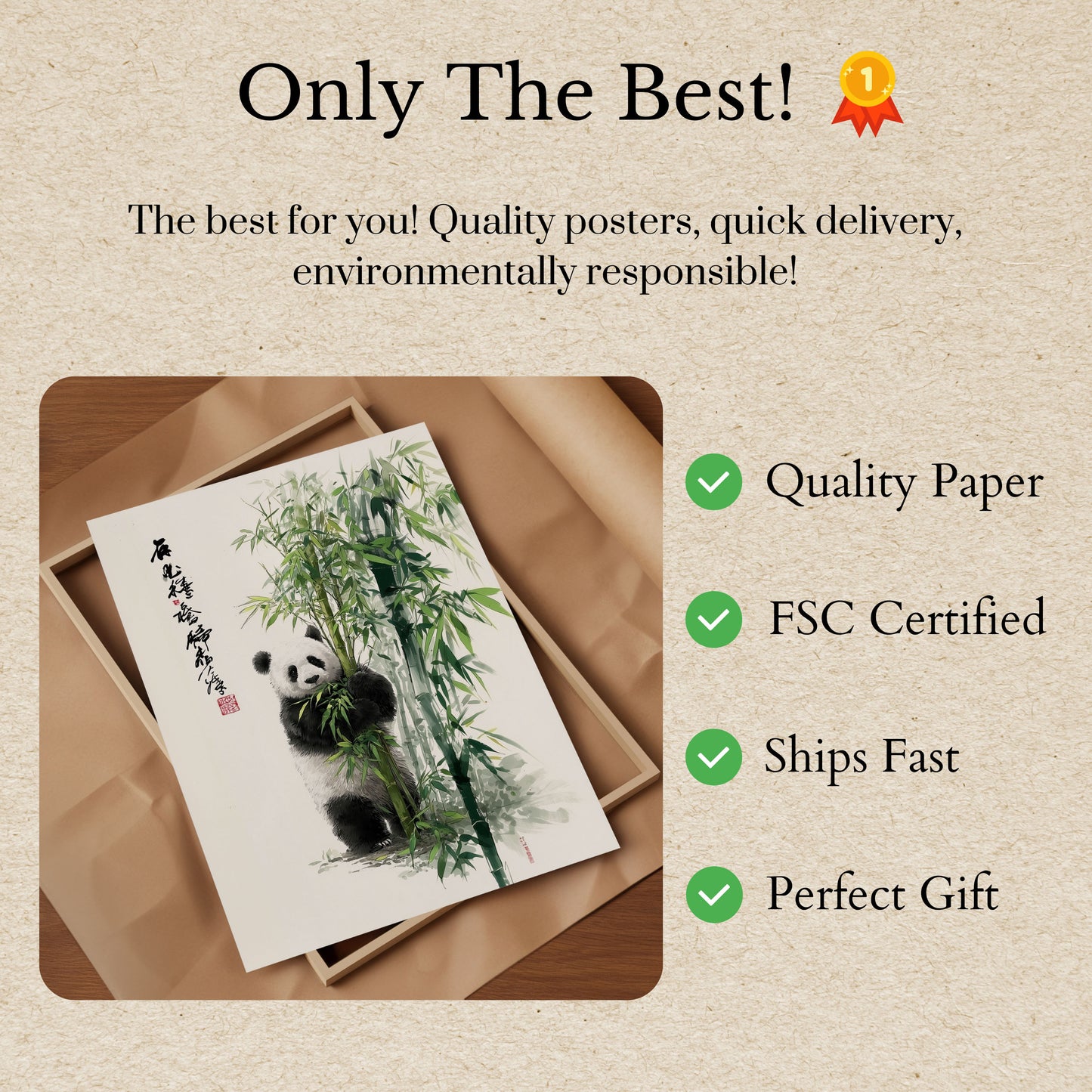 Póster de panda del bosque de bambú