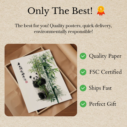 Póster de panda del bosque de bambú