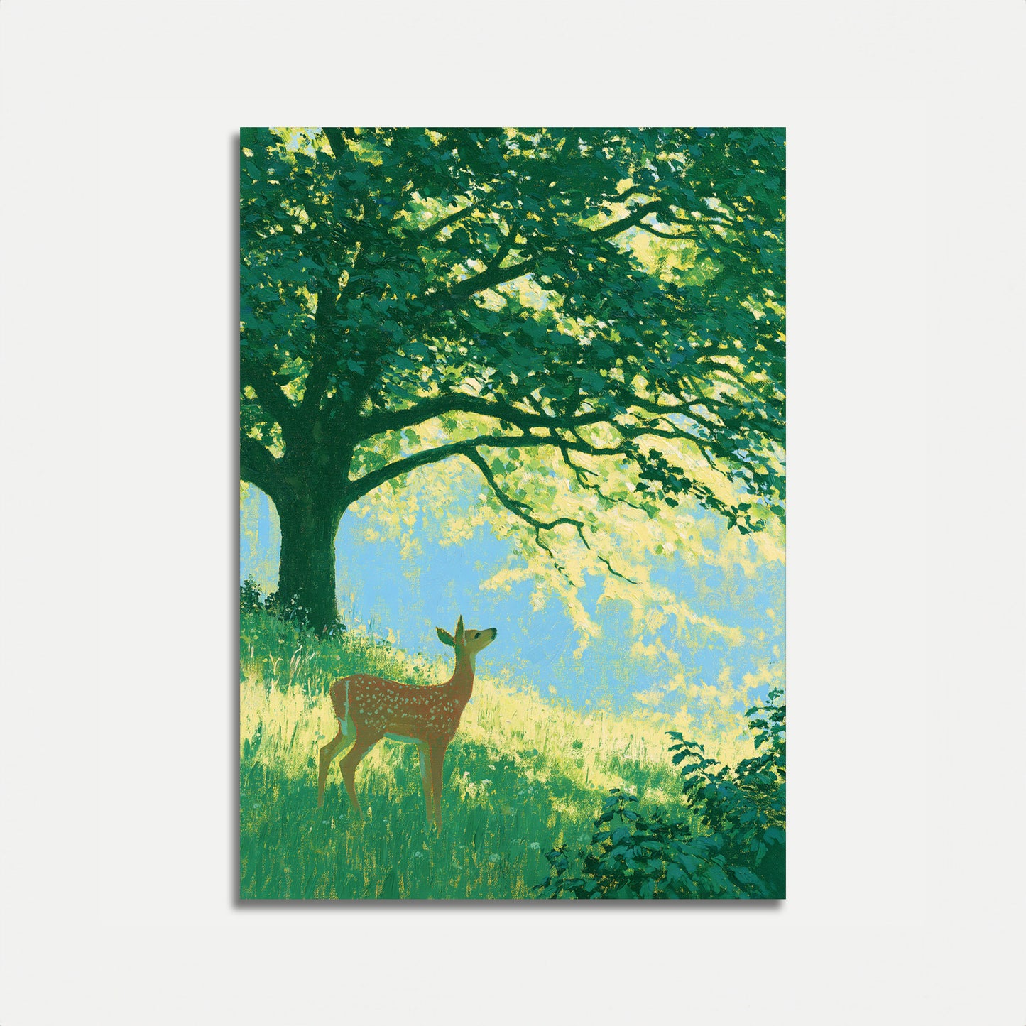 Deer Under the Golden Tree Poster