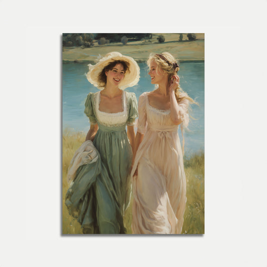 Elegante Damer ved Innsjøen Plakat