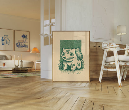 Bulbasaur Smiling Portrait Poster