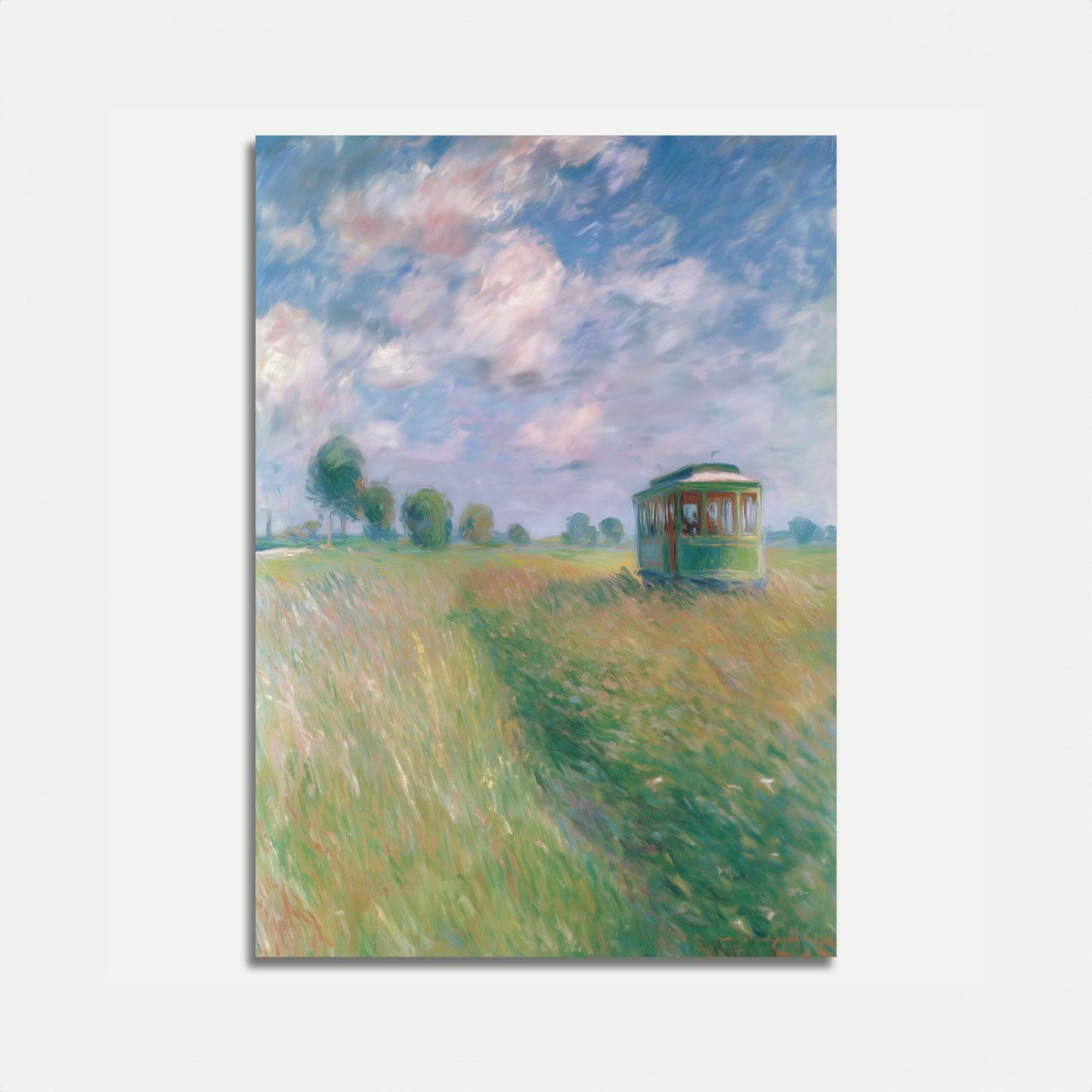 Countryside Meadow Railway Poster
