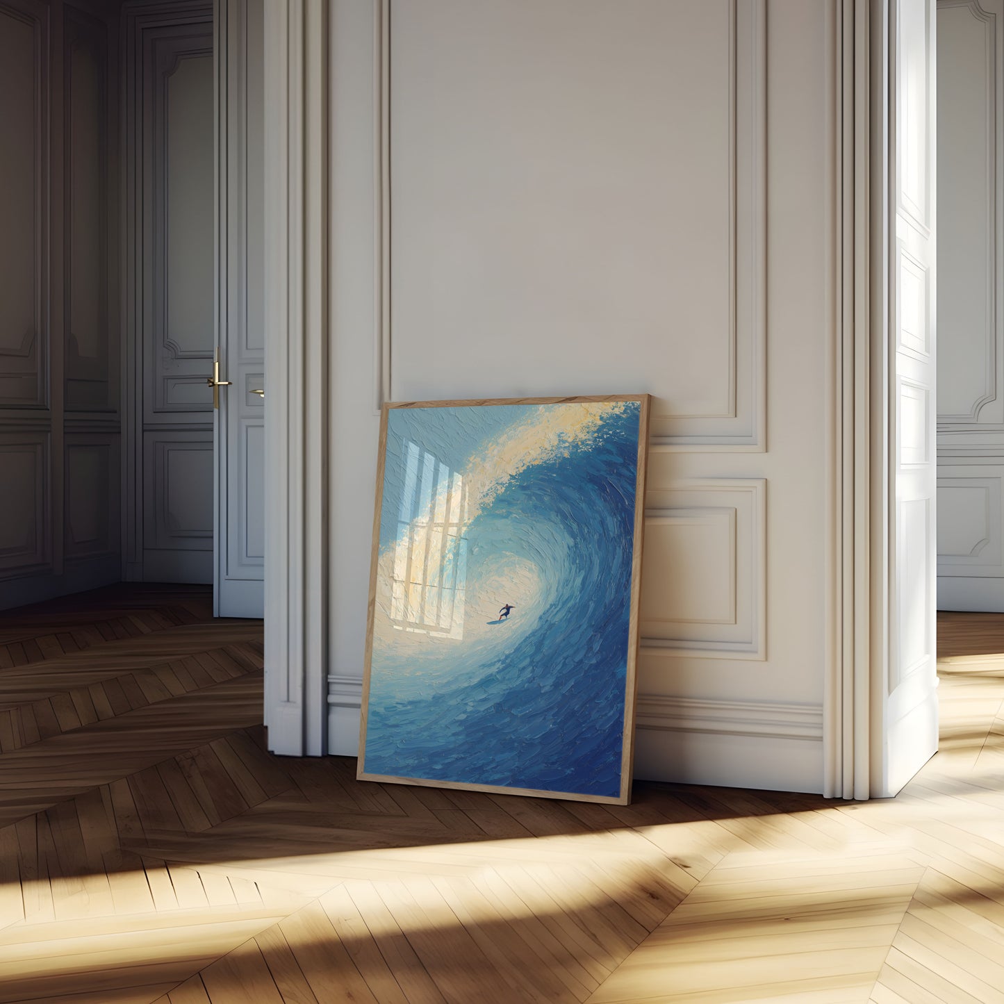 Ocean Wave Barrel Surfing Poster