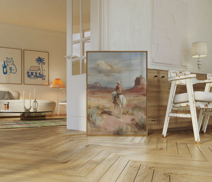 Lone Rider Desert Landscape Poster